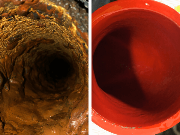 Nufow's before and after pipe repair photo